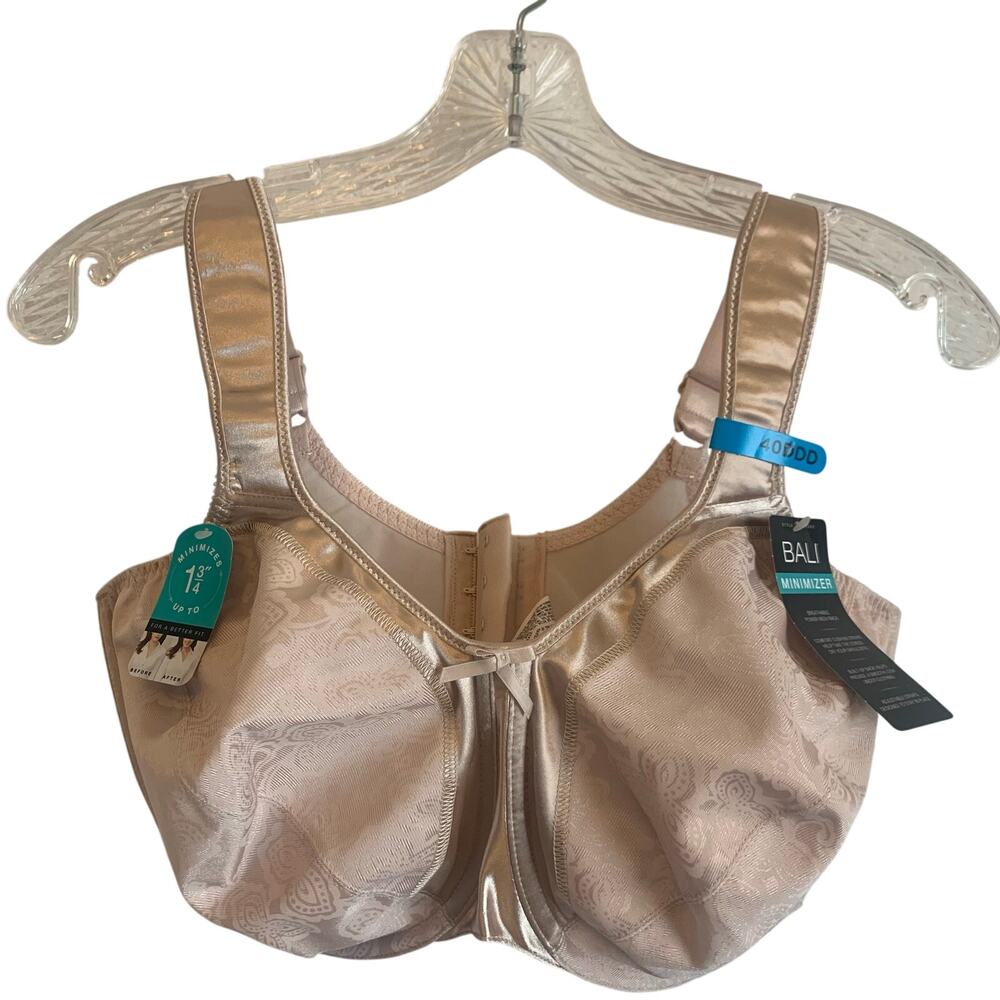 NWT Bali Womens 40DDD Satin Tracings Minimizer Underwire Bra Style 3562 Nude